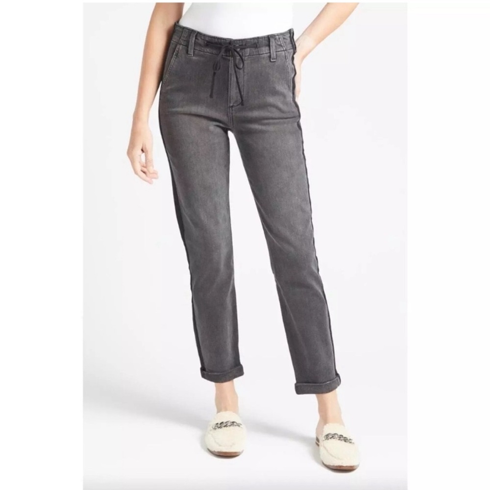 Paige Christy Denim Cropped Front Tie Denim Pants - Size 31- Faded Mist (black)